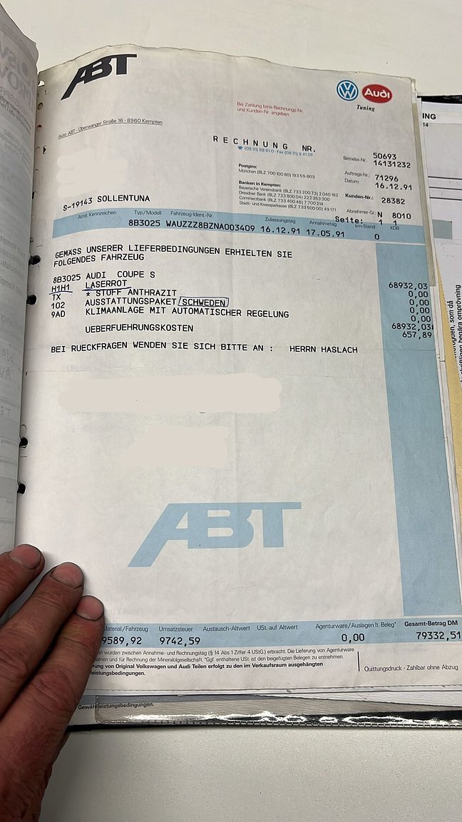 Documentation for 1992 Audi quattro S2 Abt C5