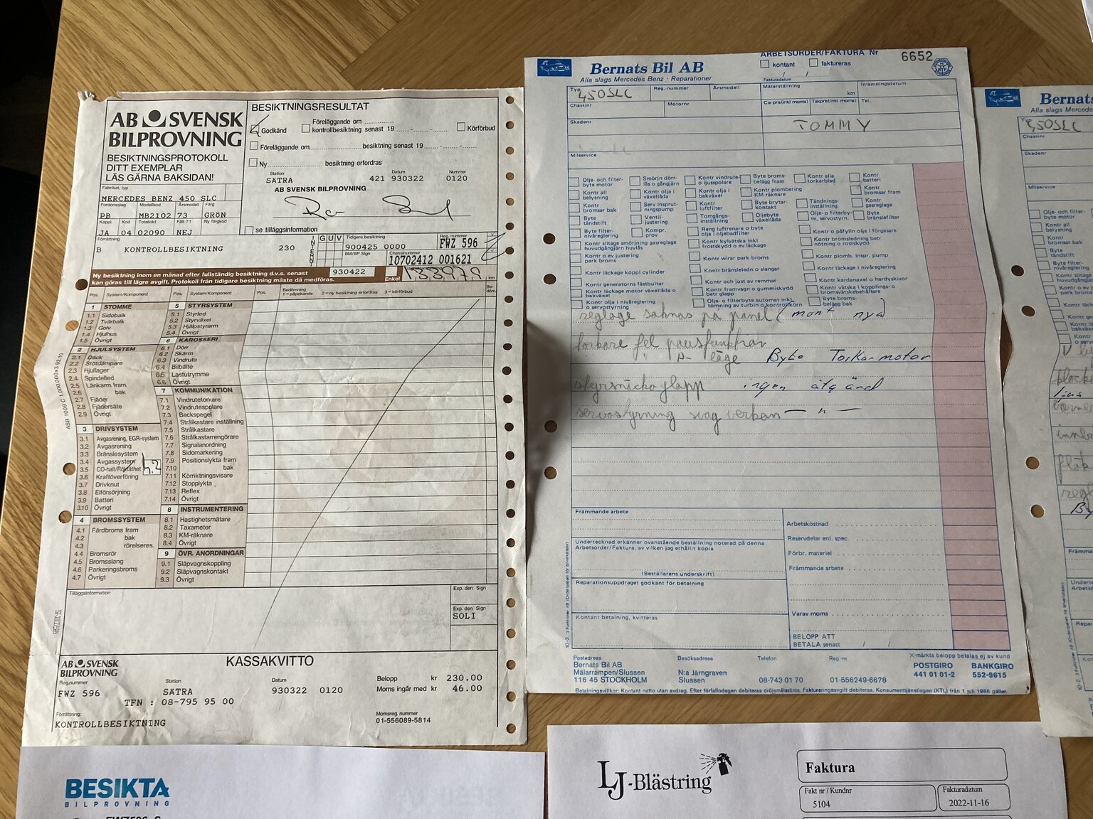 Documentation for 1973 Mercedes-Benz 450 SLC (2)