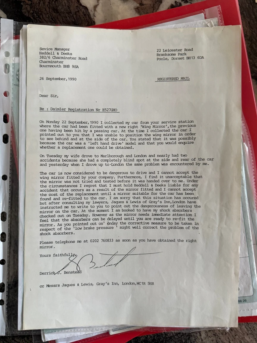 Documentation for 1988 Daimler Six (50)