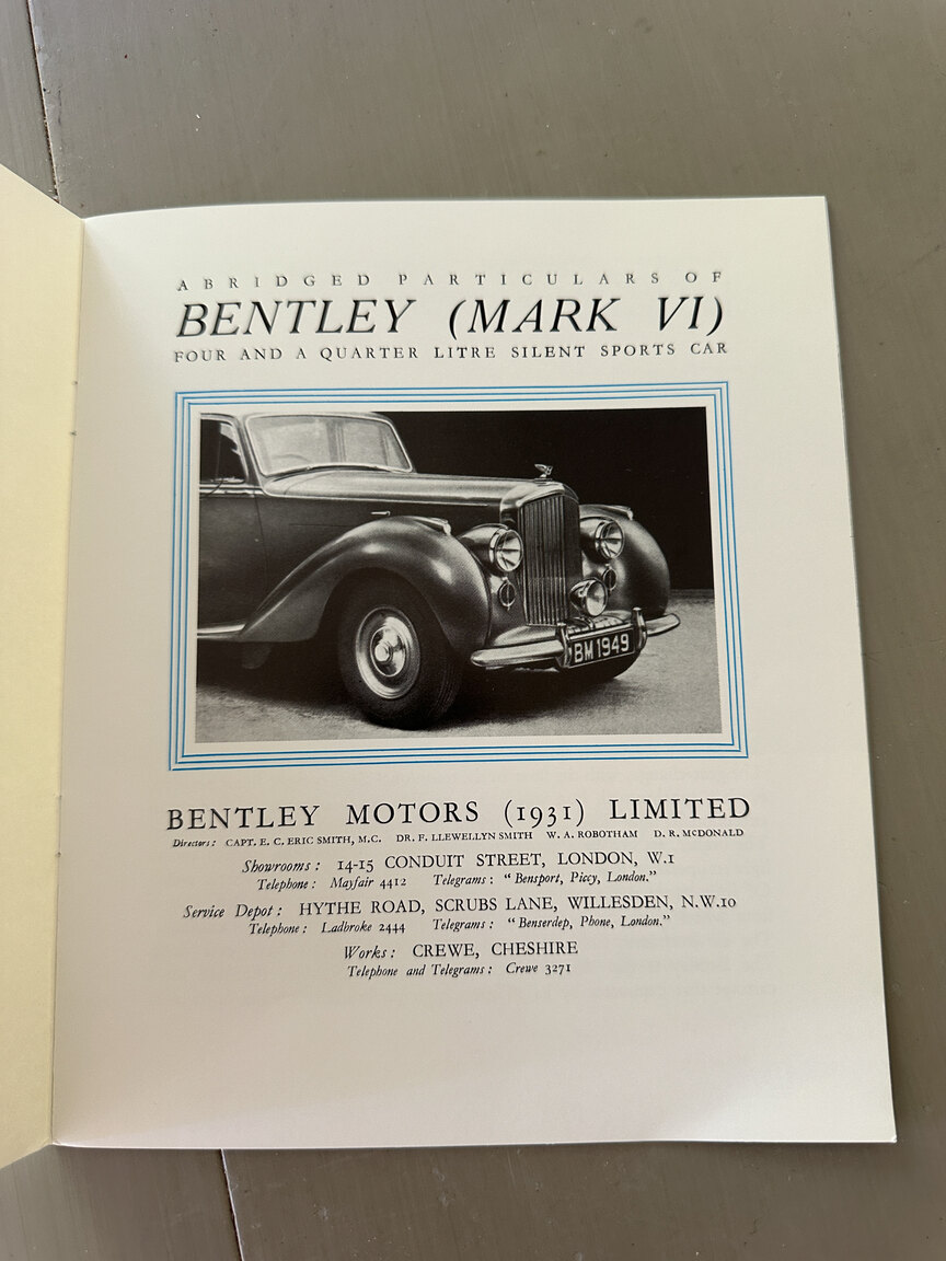 Dokumentation, 1950 Bentley 4 1/4 Litre