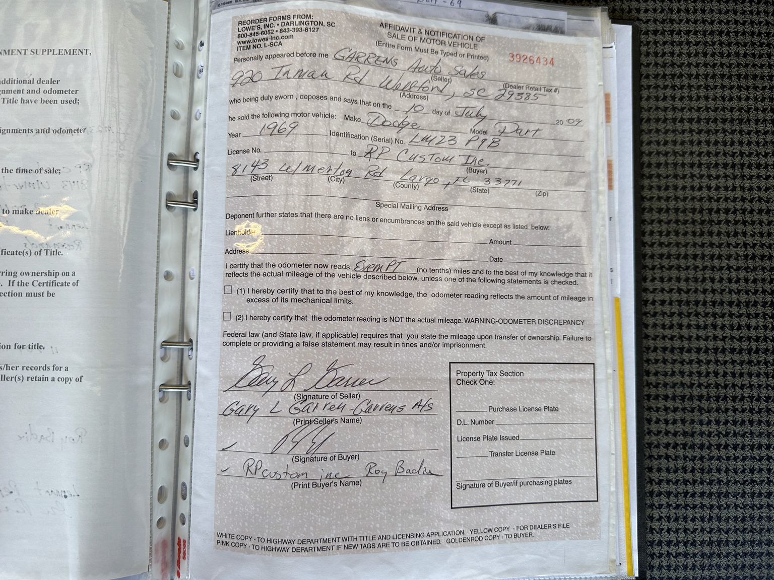 Dokumentation för 1969 Dodge Dart Swinger 340 (14)