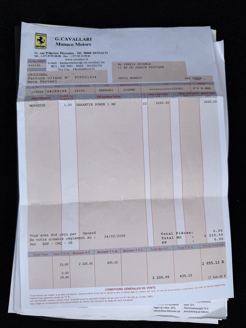 Dokumentation för 2003 Ferrari 575M Maranello