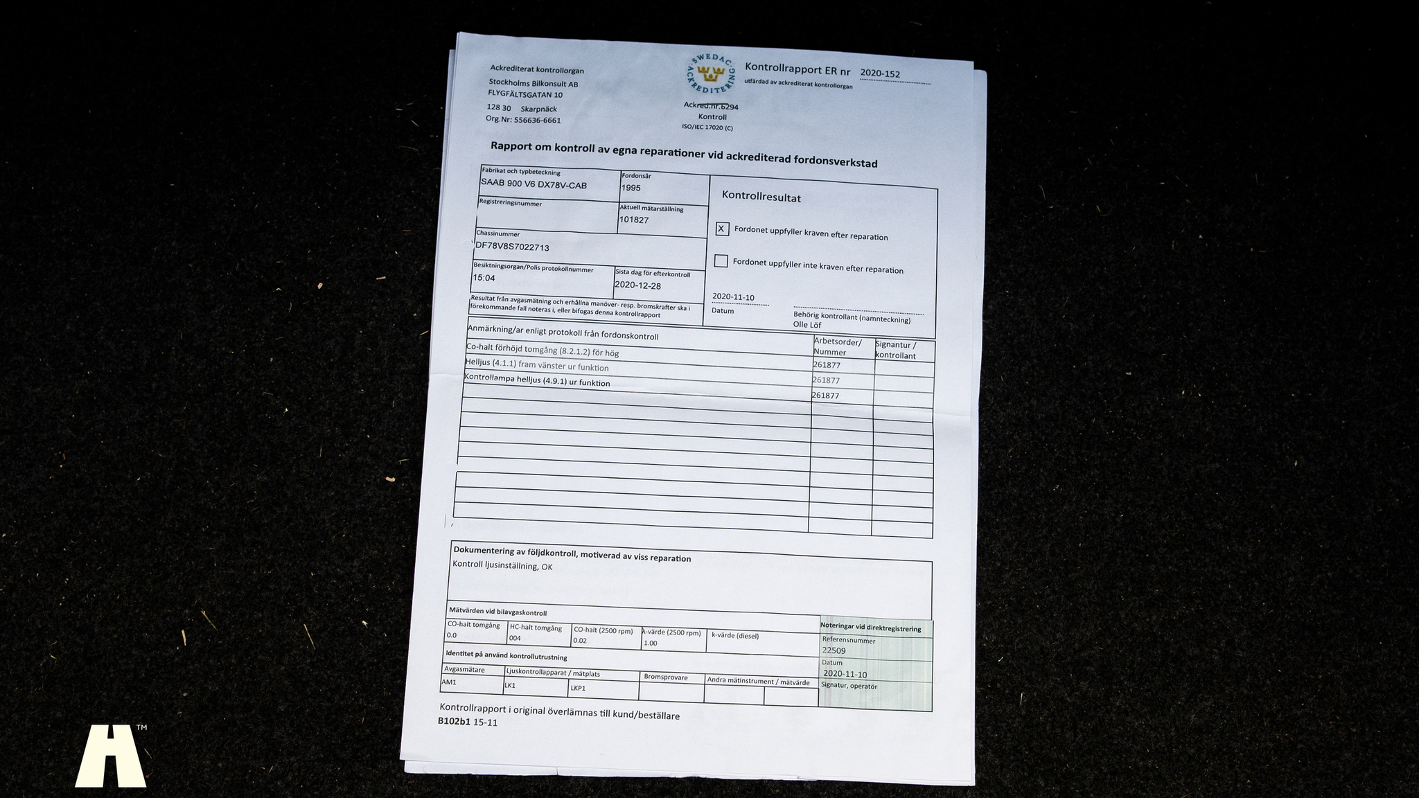 Dokumentation för 1995 SAAB 900 SE V6 Automat