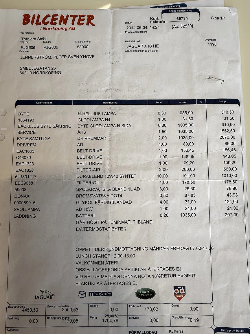 Dokumentation för 1985 Jaguar XJS HE (10)