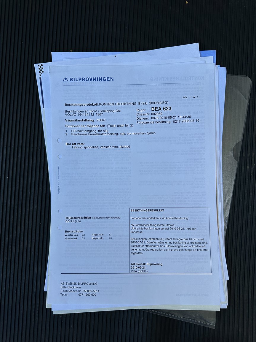 Documentation for 1967 Volvo 144 1.8 