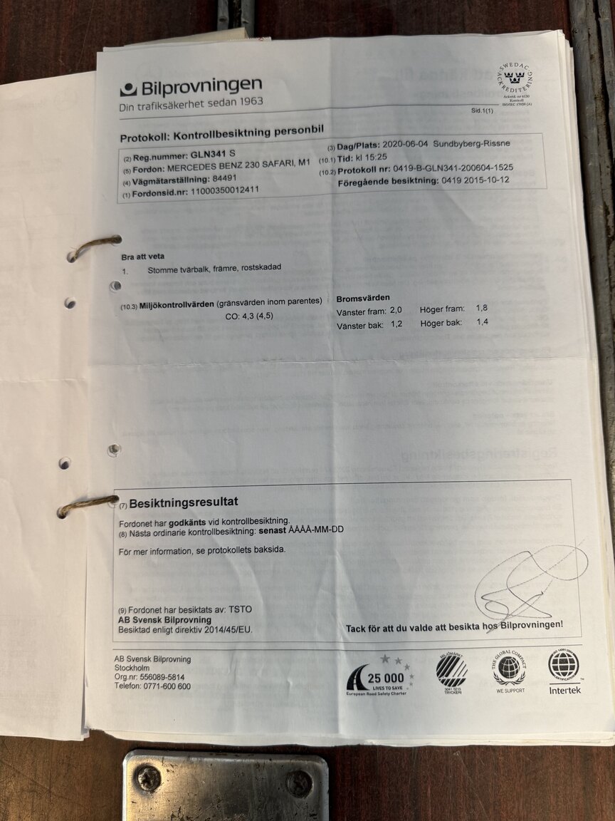 Documentation for 1967 Mercedes-Benz 230 Safari