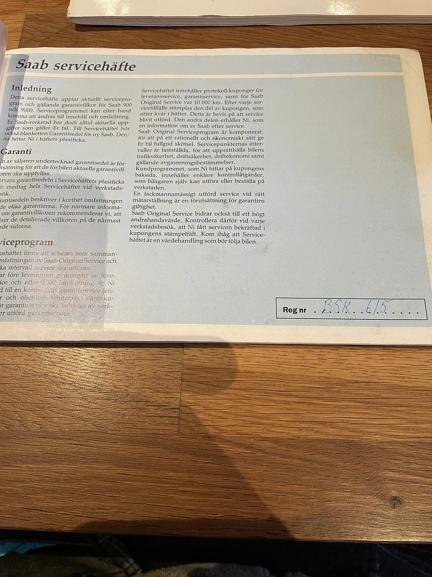 Documentation for 1991 SAAB 900S Turbo 2-door (2)