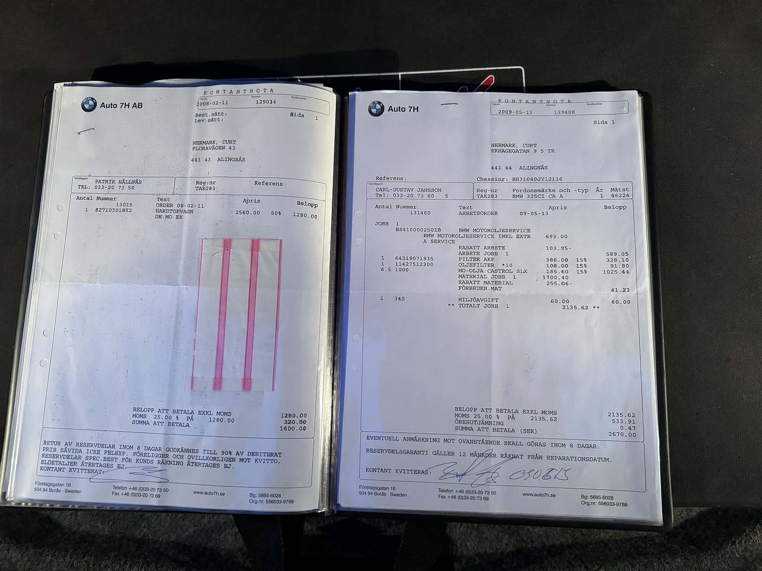 Dokumentation för 2001 BMW 325IA CAB