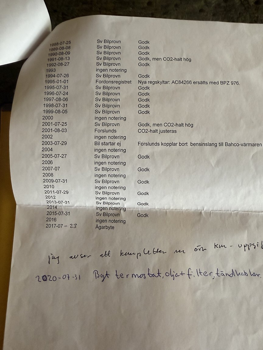 Dokumentation för 1970 Volvo 142 Automatic