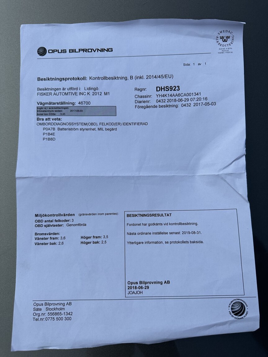 Documentation for 2012  Fisker Karma