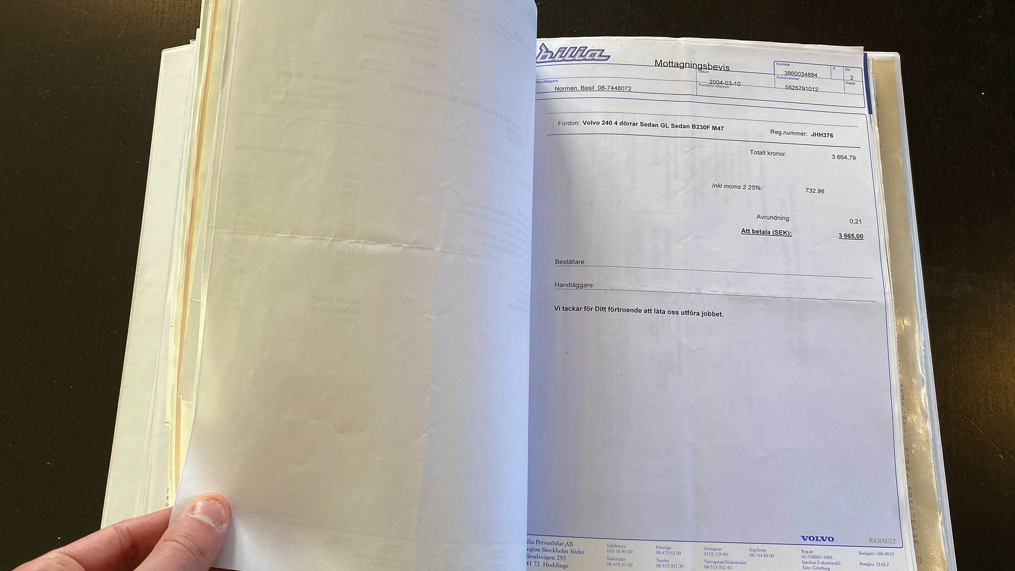 Dokumentation för 1988 Volvo 240 GL