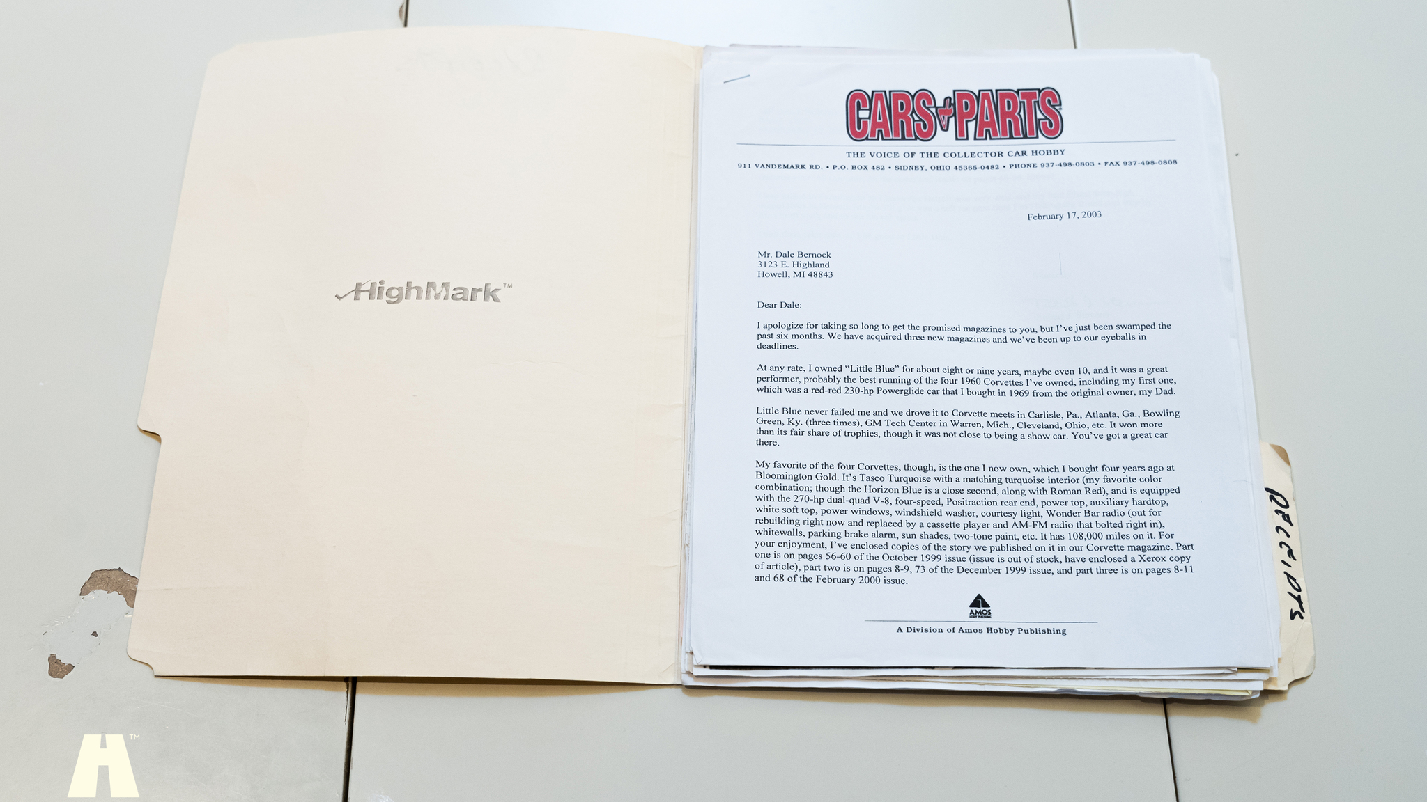 Documentation for 1960 Chevrolet Corvette