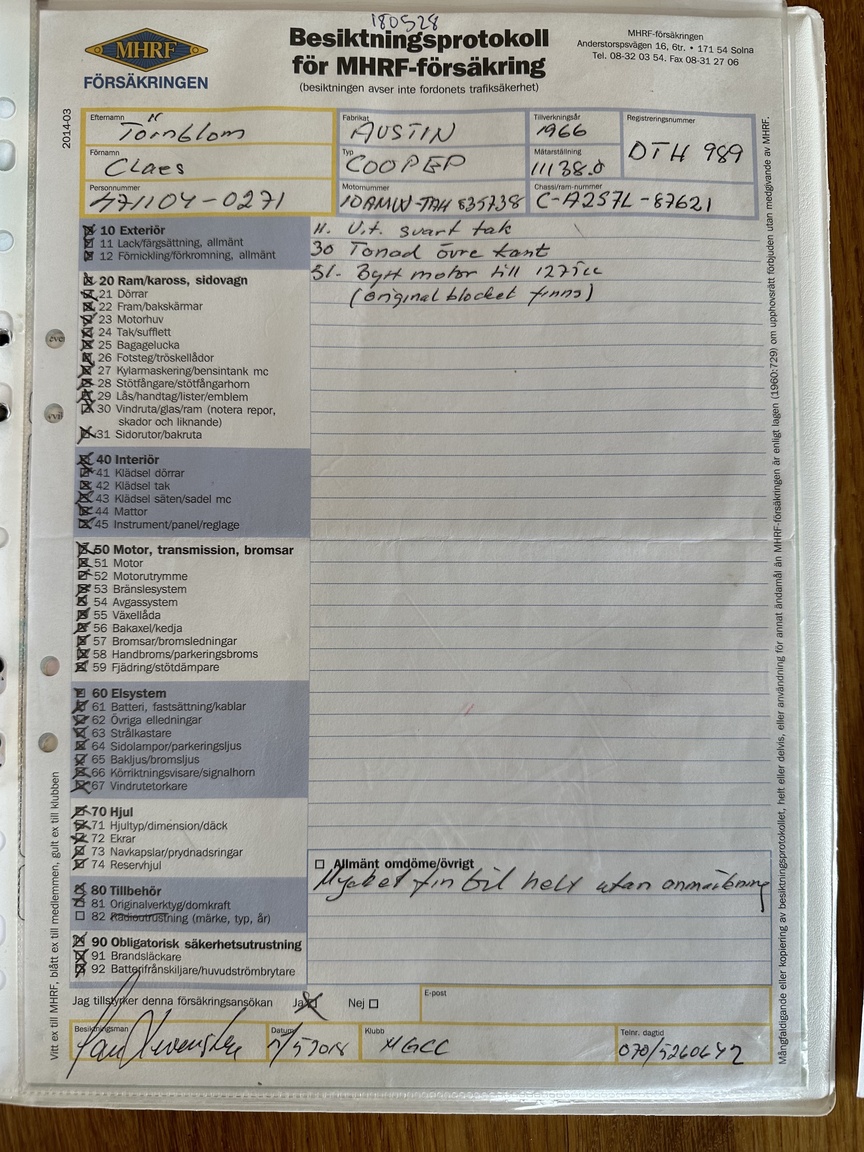 Dokumentation för 1966 BMC Cooper (2)