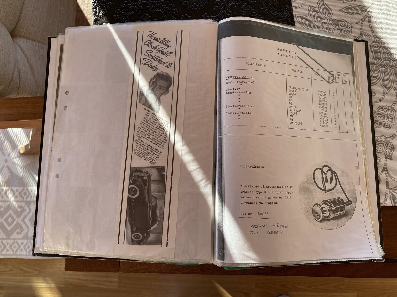 Documentation for 1938 Dodge Six Convertible Coupé