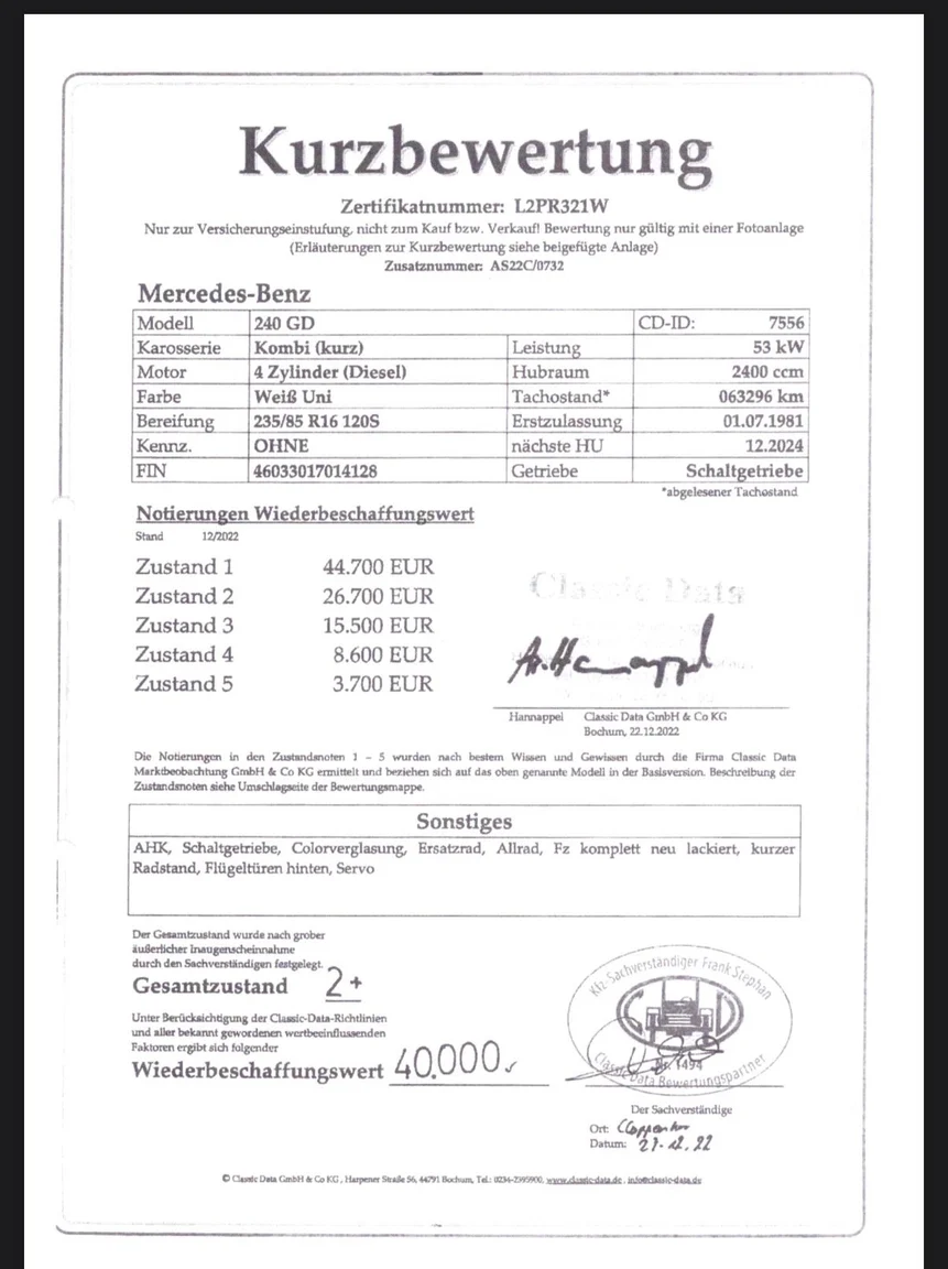 Documentation for 1981 Mercedes-Benz 240 GD (8)