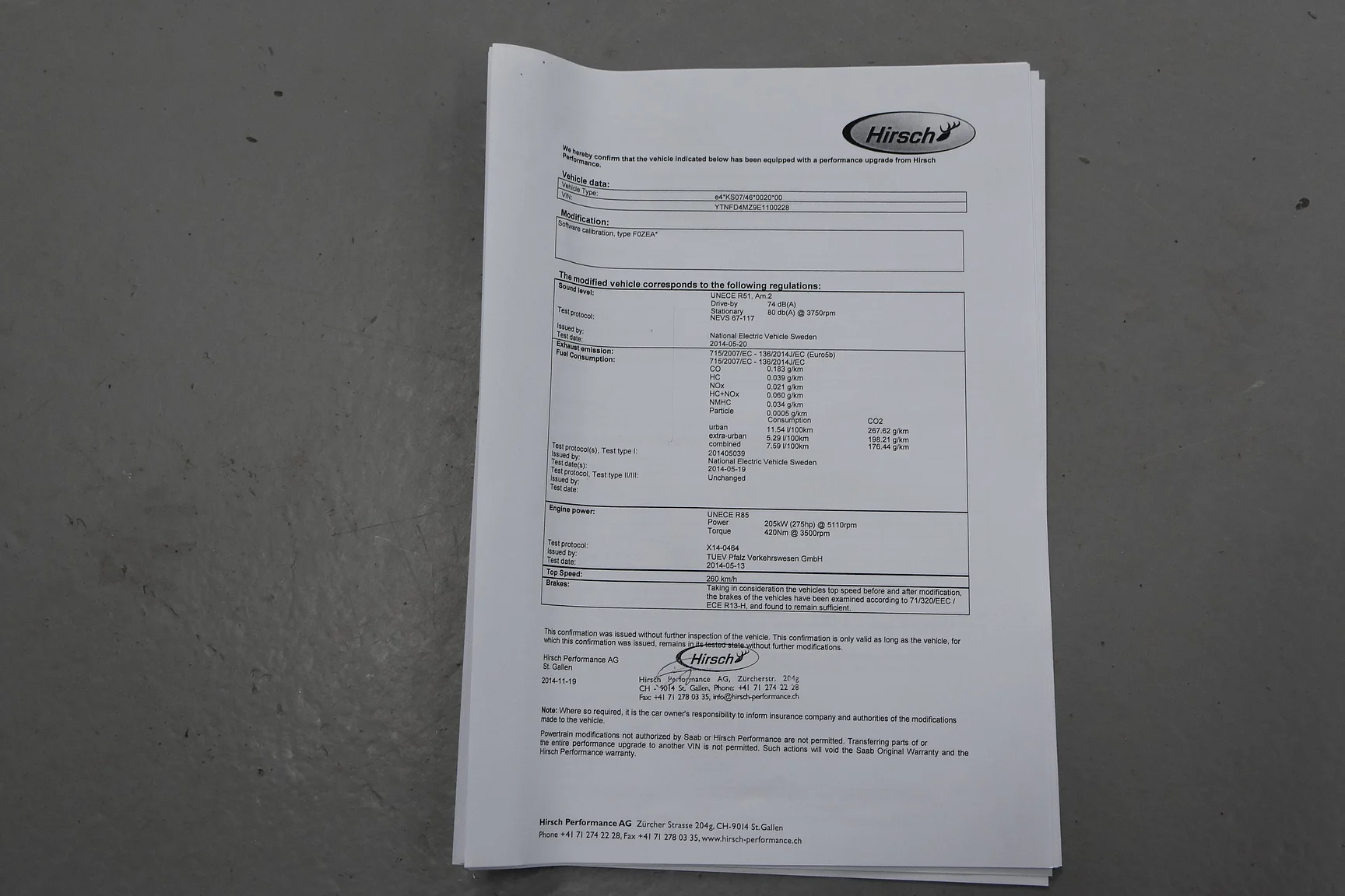 Documentation for 2014 Saab 9-3 Aero Hirsch Edition (6)