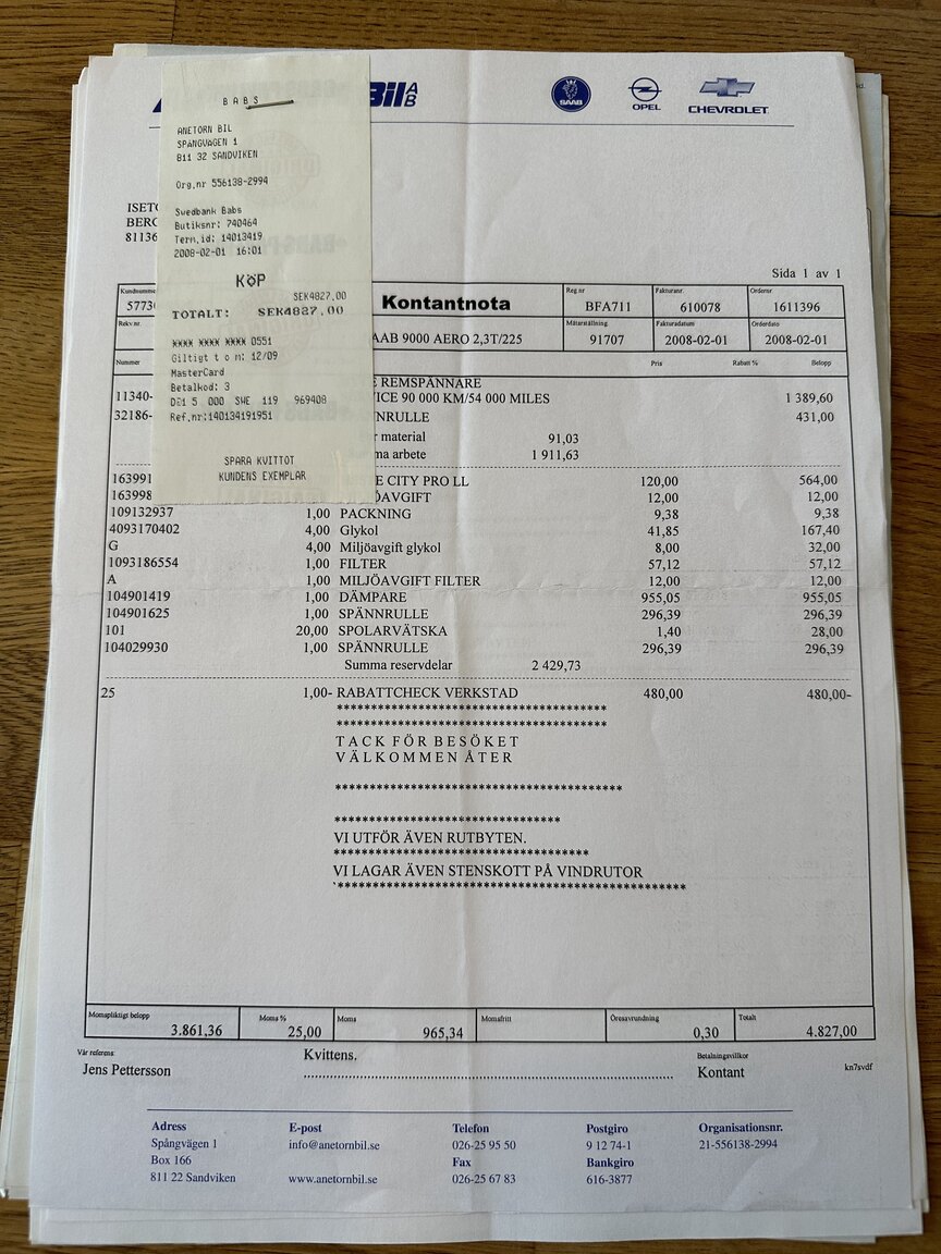 Dokumentation, 1996 SAAB 9000 CS Aero 2.3T
