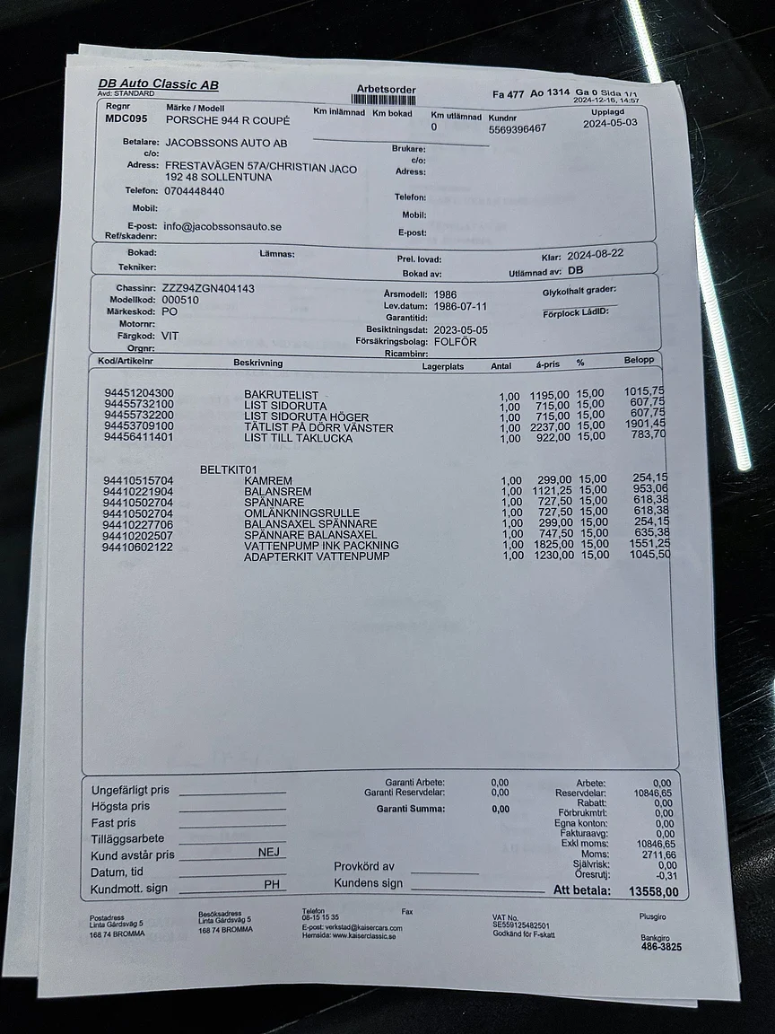 Documentation for 1986 Porsche 944R (7)