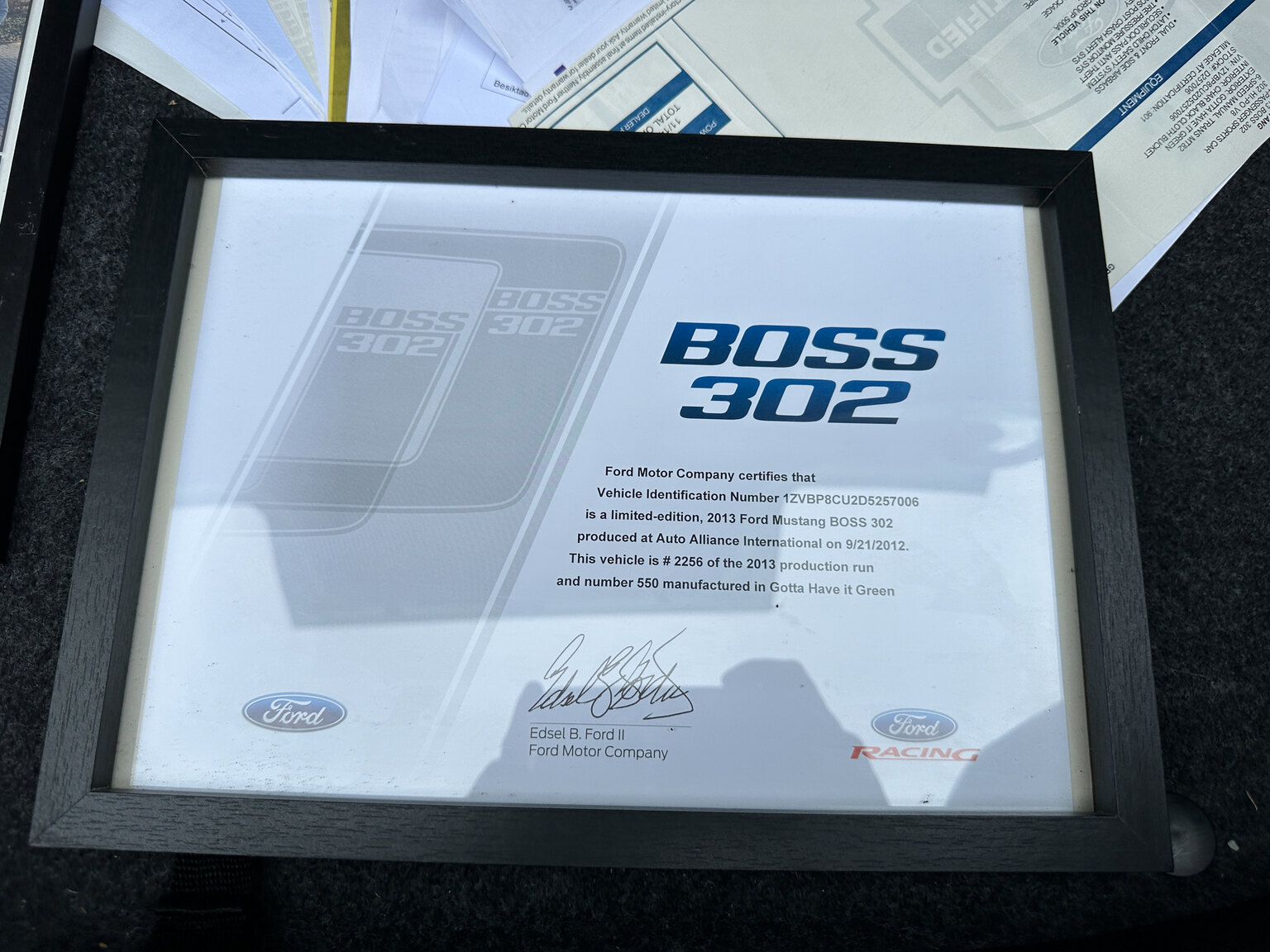 Documentation for 2013 Ford Mustang Boss 302