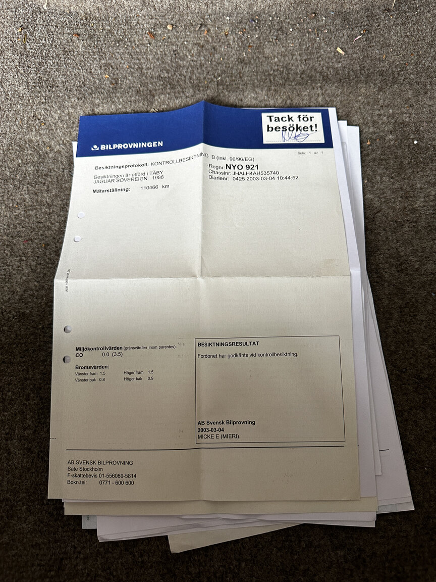 Documentation for 1988 Jaguar XJ Sovereign