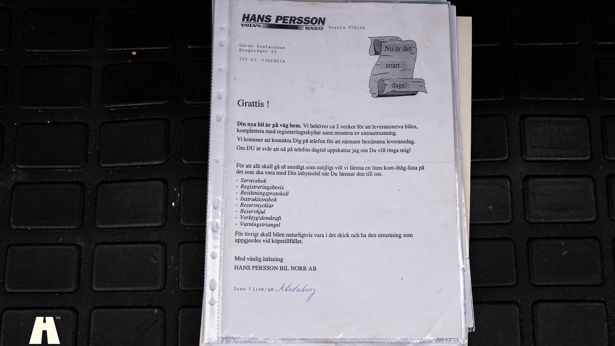 Dokumentation för 1995 Volvo 940 SE