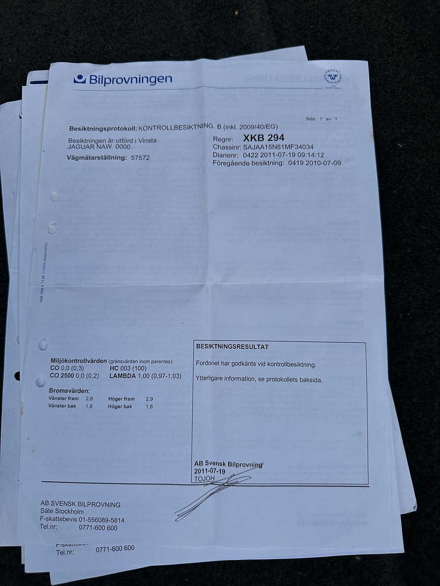 Documentation for 2001 Jaguar XJR