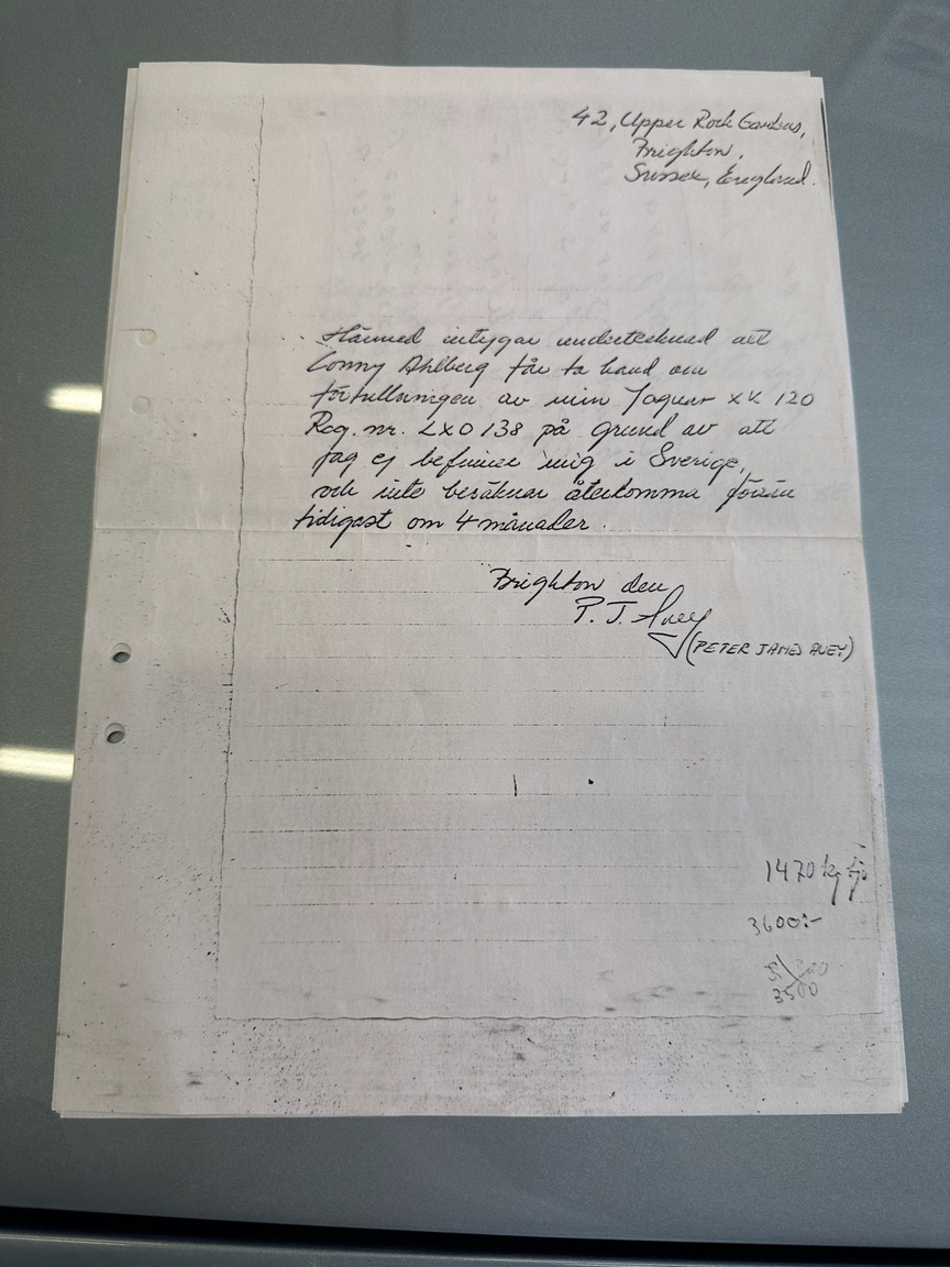 Documentation for 1951 Jaguar XK 120