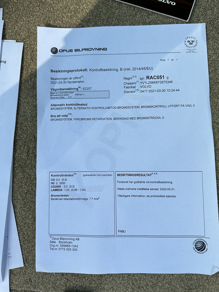 Dokumentation för 2000 Volvo V70 XC 2.4 T AWD 