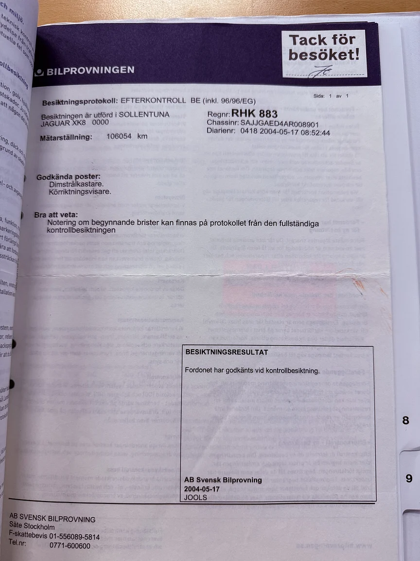 Dokumentation för 1997 Jaguar XK8 (56)