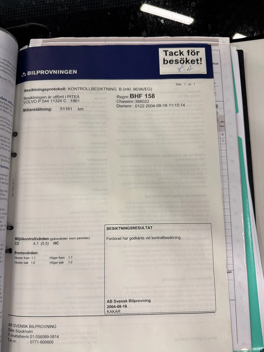 Dokumentation för 1961 Volvo PV544C Sport (17)