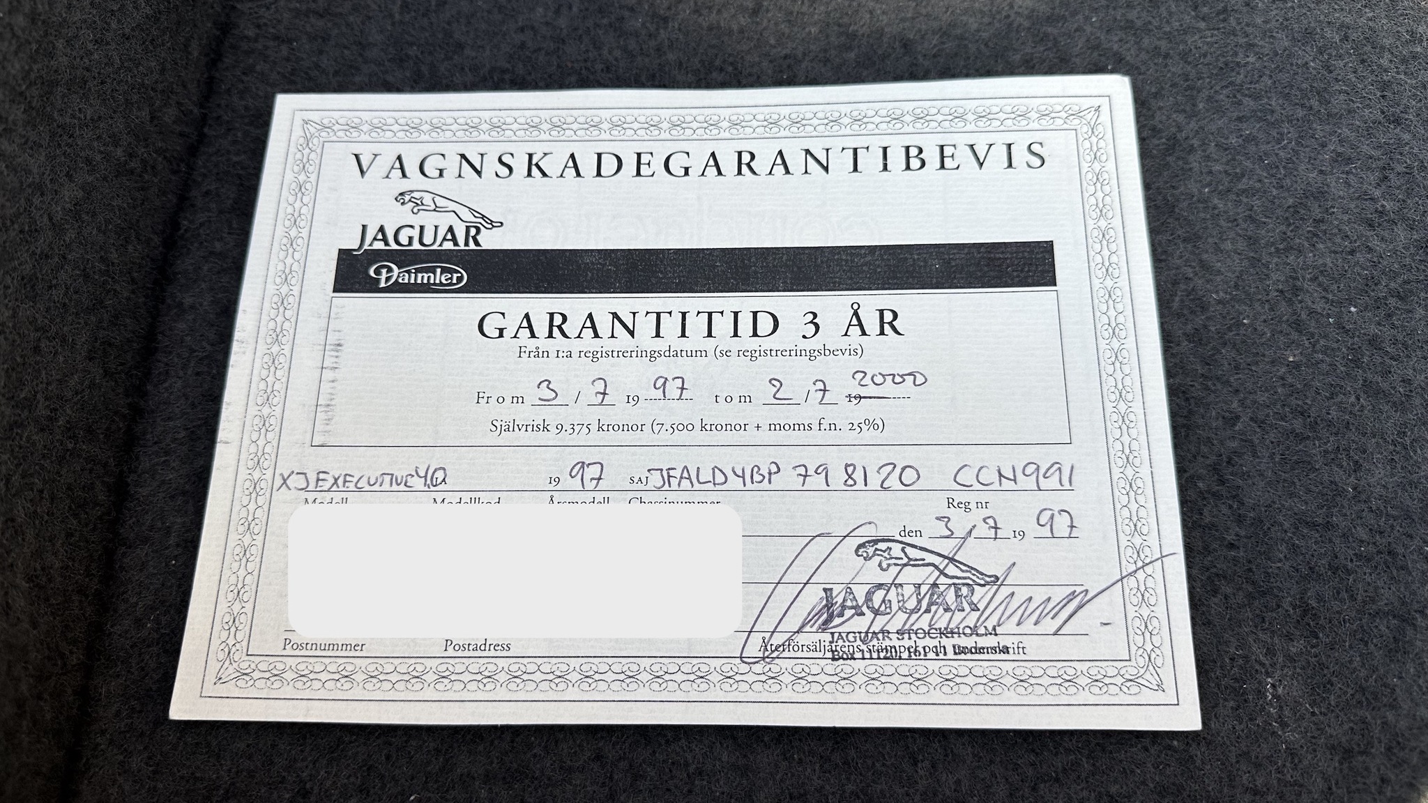 Dokumentation för 1997 Jaguar XJ 4.0 Executive