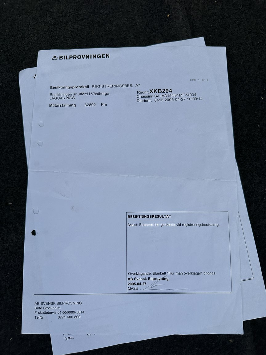 Documentation for 2001 Jaguar XJR