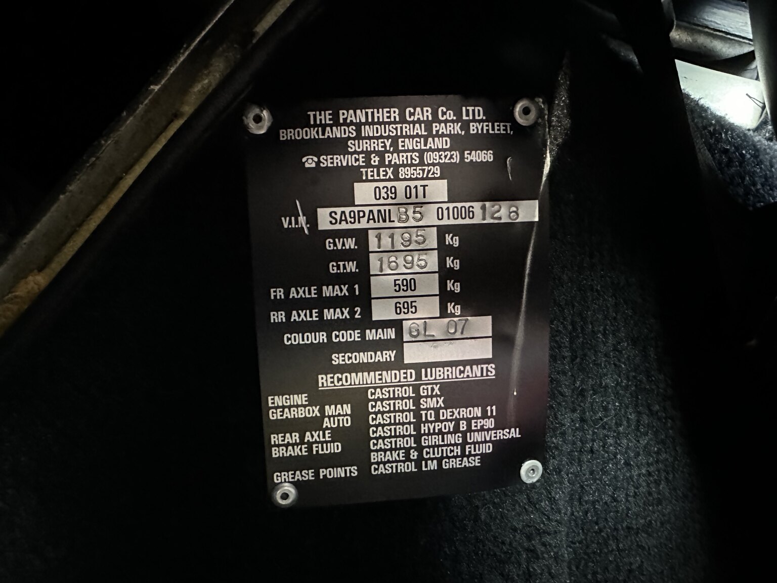 Interior image of 1988 Panther Kallista