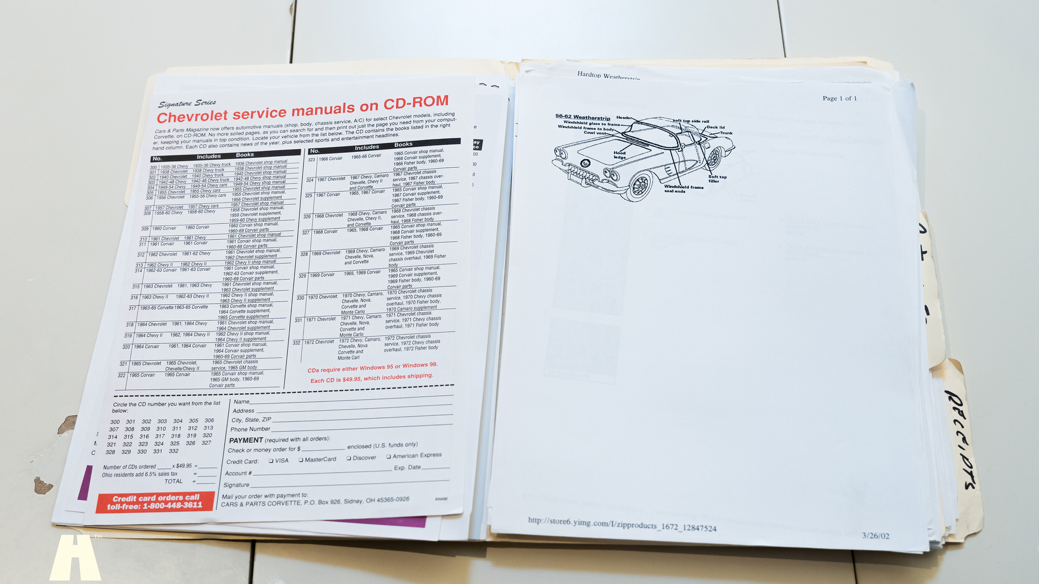 Documentation for 1960 Chevrolet Corvette