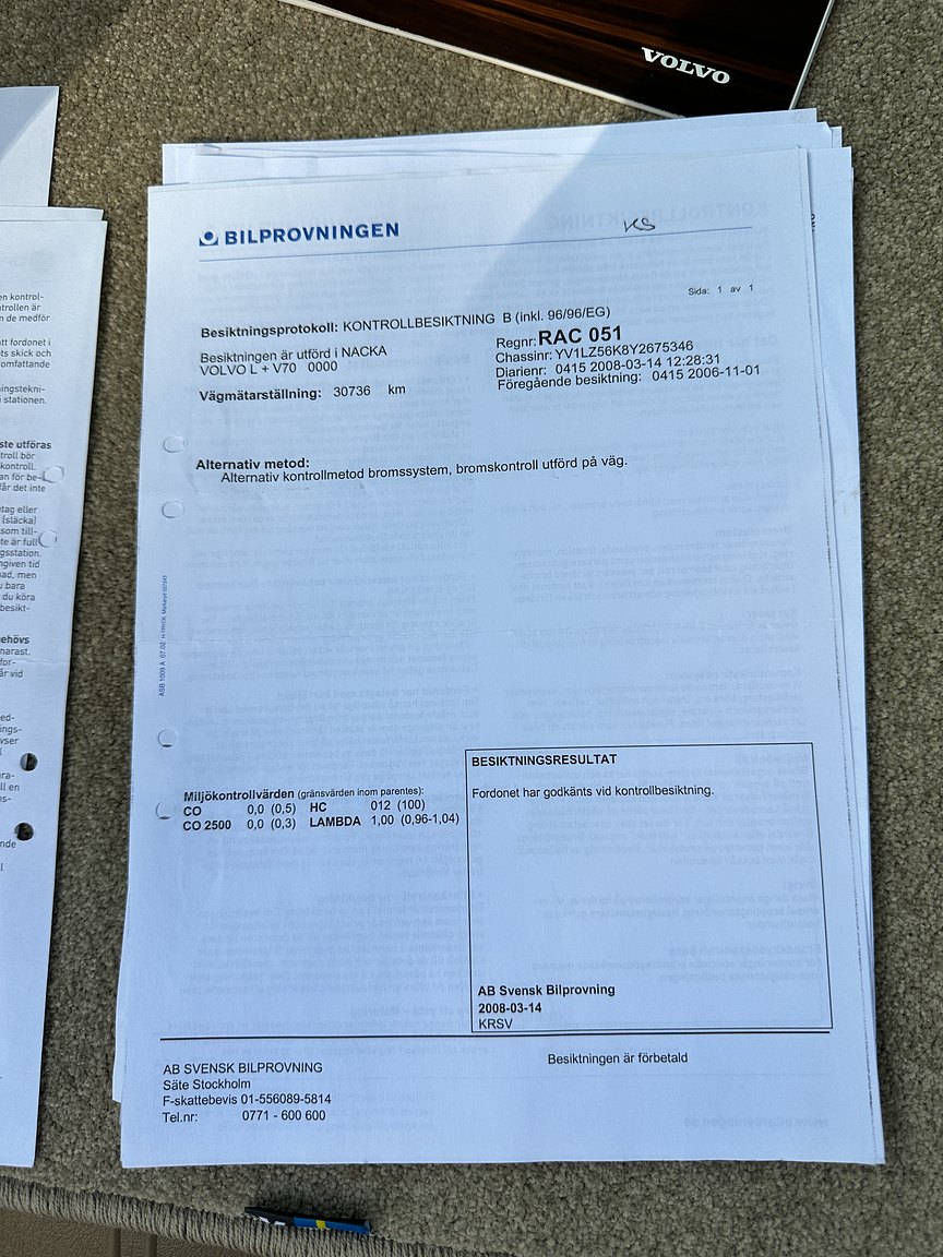 Dokumentation för 2000 Volvo V70 XC 2.4 T AWD 