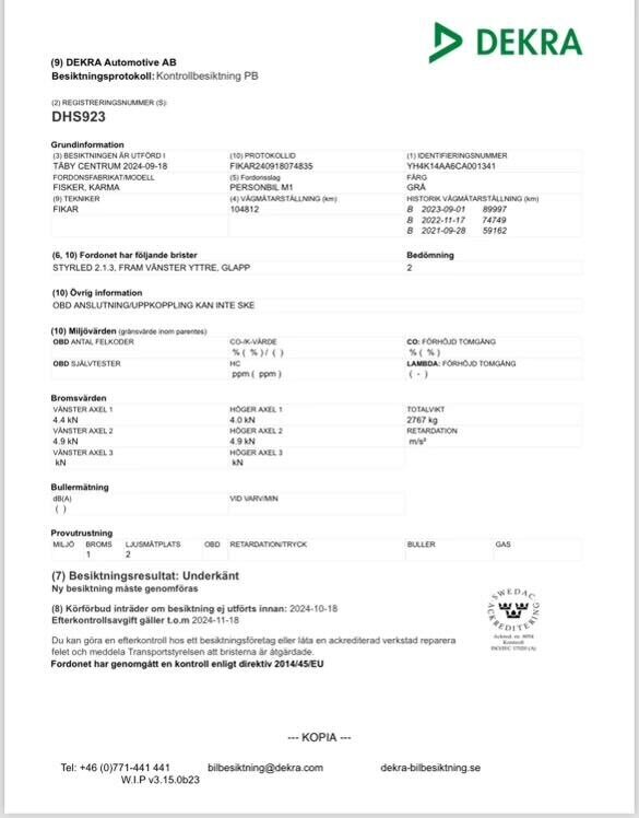 Documentation for 2012  Fisker Karma
