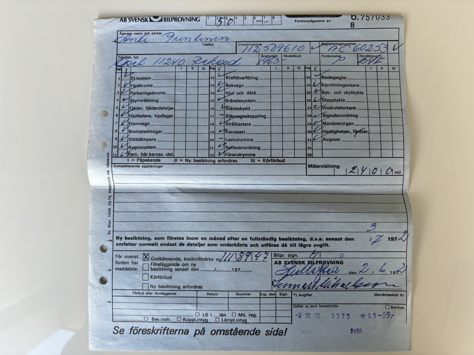 Documentation for 1965 Opel Record Deluxe