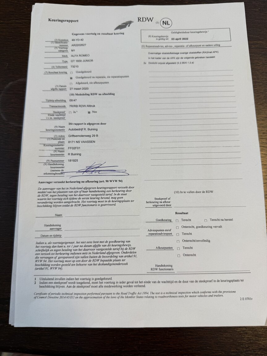 Documentation for 1974 Alfa Romeo GT 1600 Junior