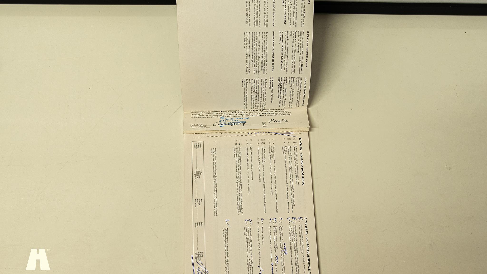 Dokumentation, 1986 Ferrari 328 GTB