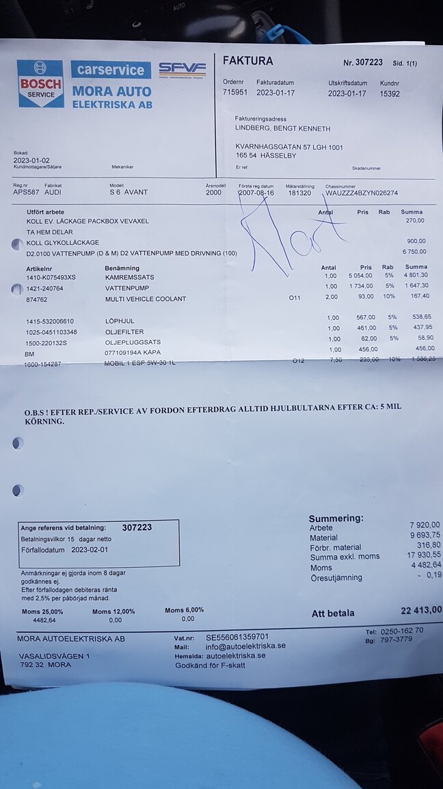Dokumentation för 2000 Audi S6 Avant