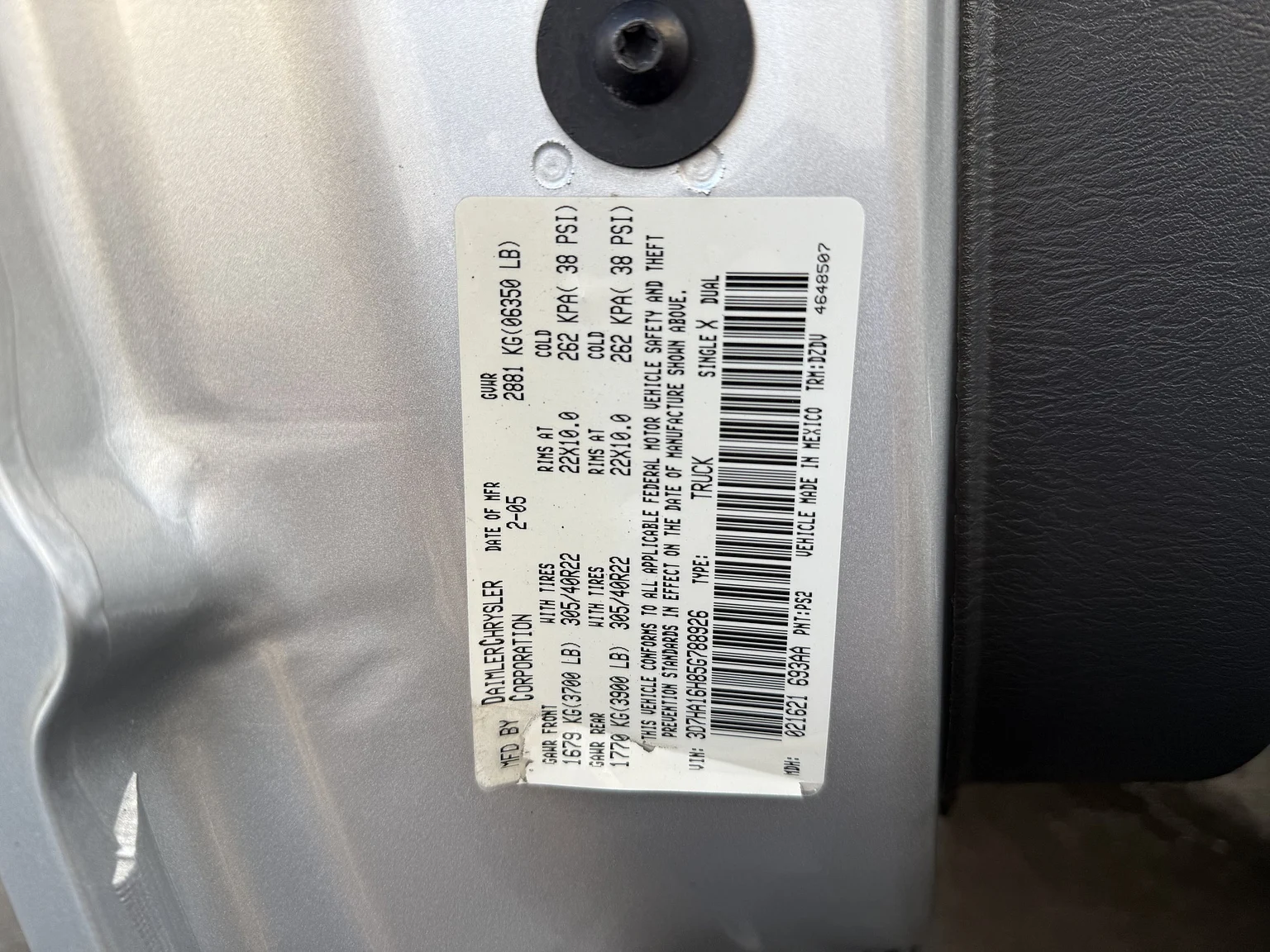 Interiörbild 2005 Dodge RAM SRT-10 Regular Cab Manual  (33)