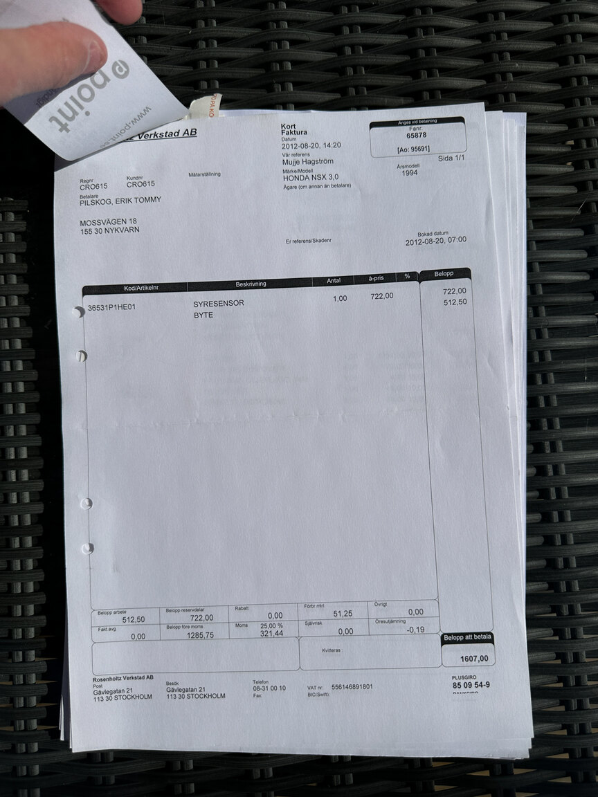 Documentation for 1992 Honda NSX 3.0