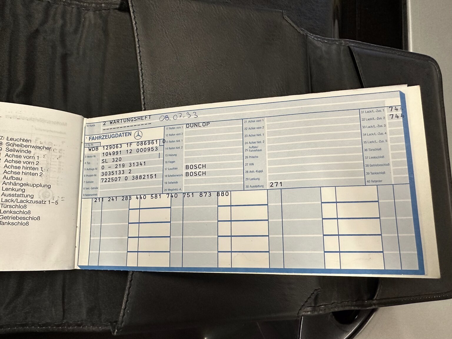 Dokumentation för 1993 Mercedes-Benz SL 320