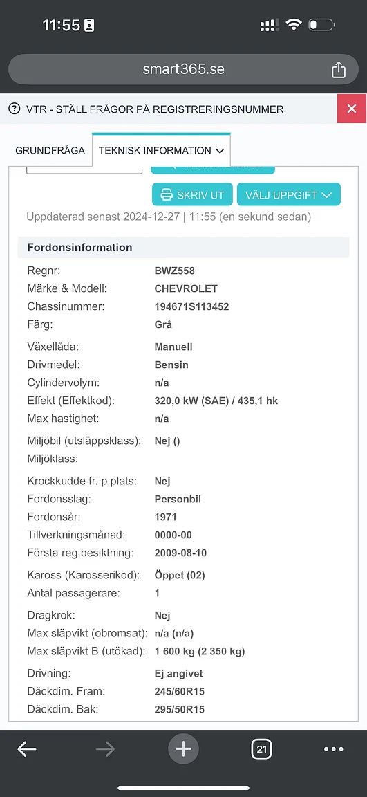 Dokumentation för 1971 Chevrolet Corvette Stingray Special 598 cui V8 795 hk (20)