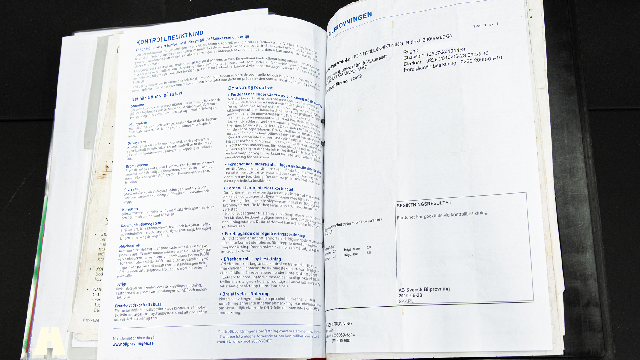 Documentation for 1967 Chevrolet Camaro Pro Touring