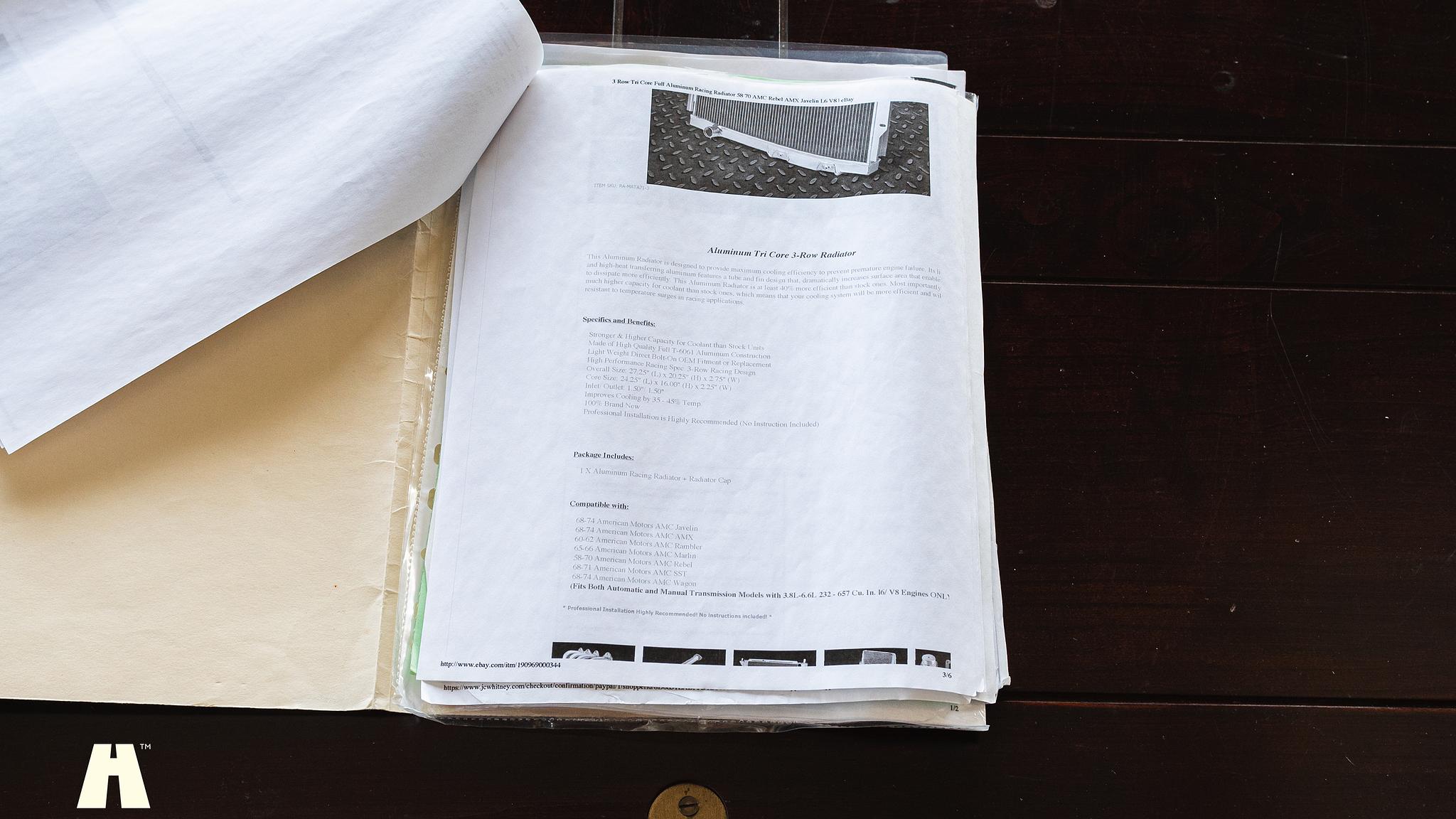 Dokumentation för 1965 AMC Rambler Marlin 327 CUI 5.4 V8