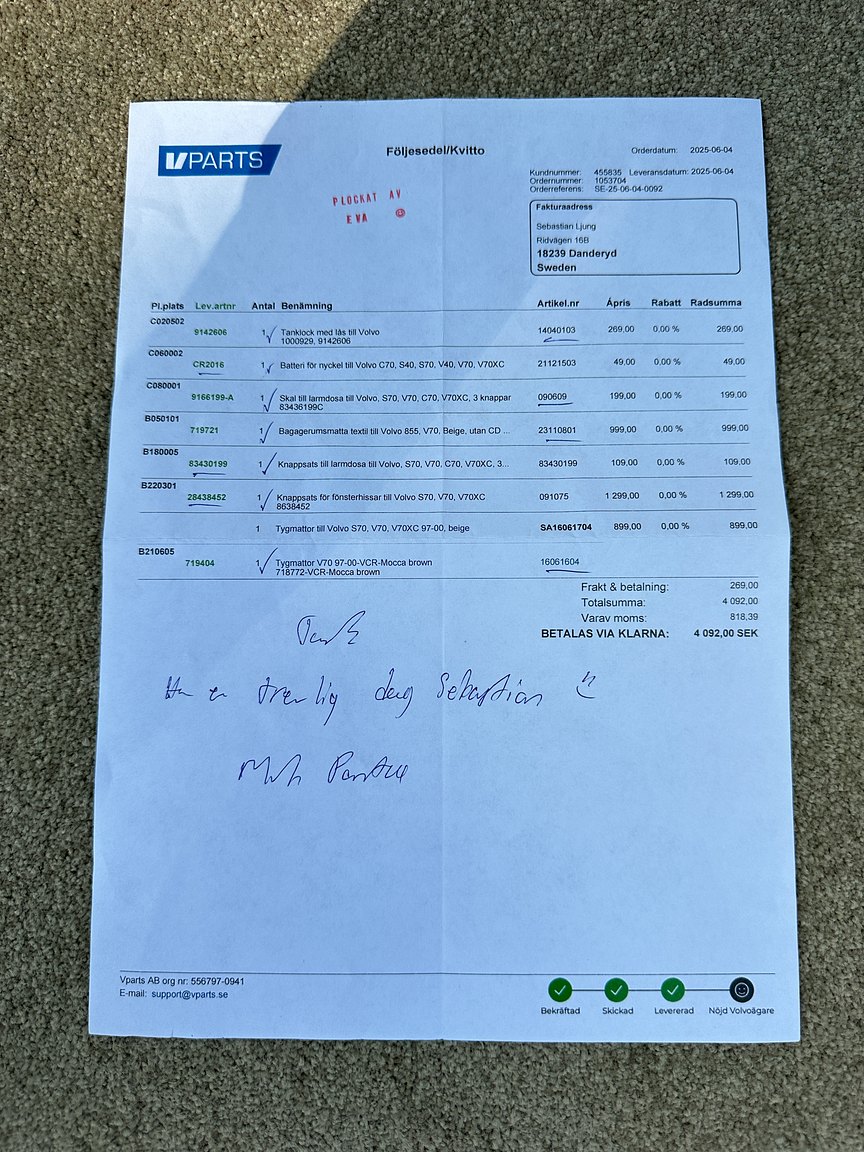 Dokumentation för 2000 Volvo V70 XC 2.4 T AWD 