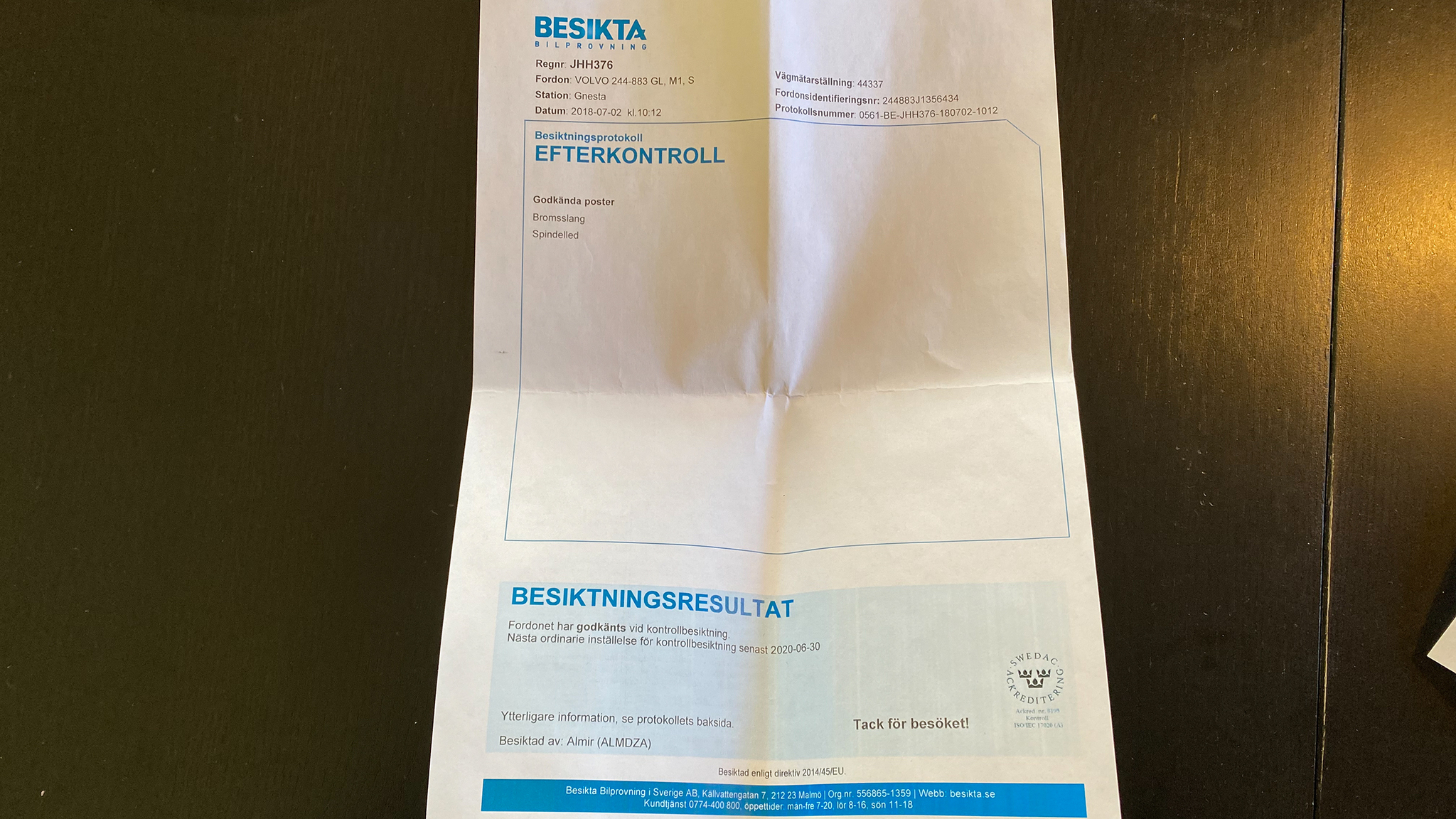 Documentation for 1988 Volvo 240 GL