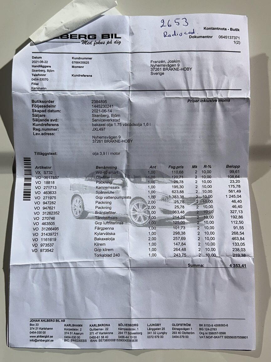 Documentation for 1991 Volvo 240 GLT
