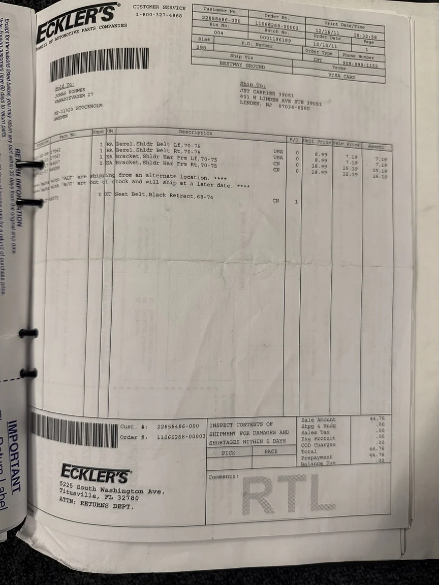 Dokumentation för 1971 Chevrolet Corvette Stingray Special 598 cui V8 795 hk (94)